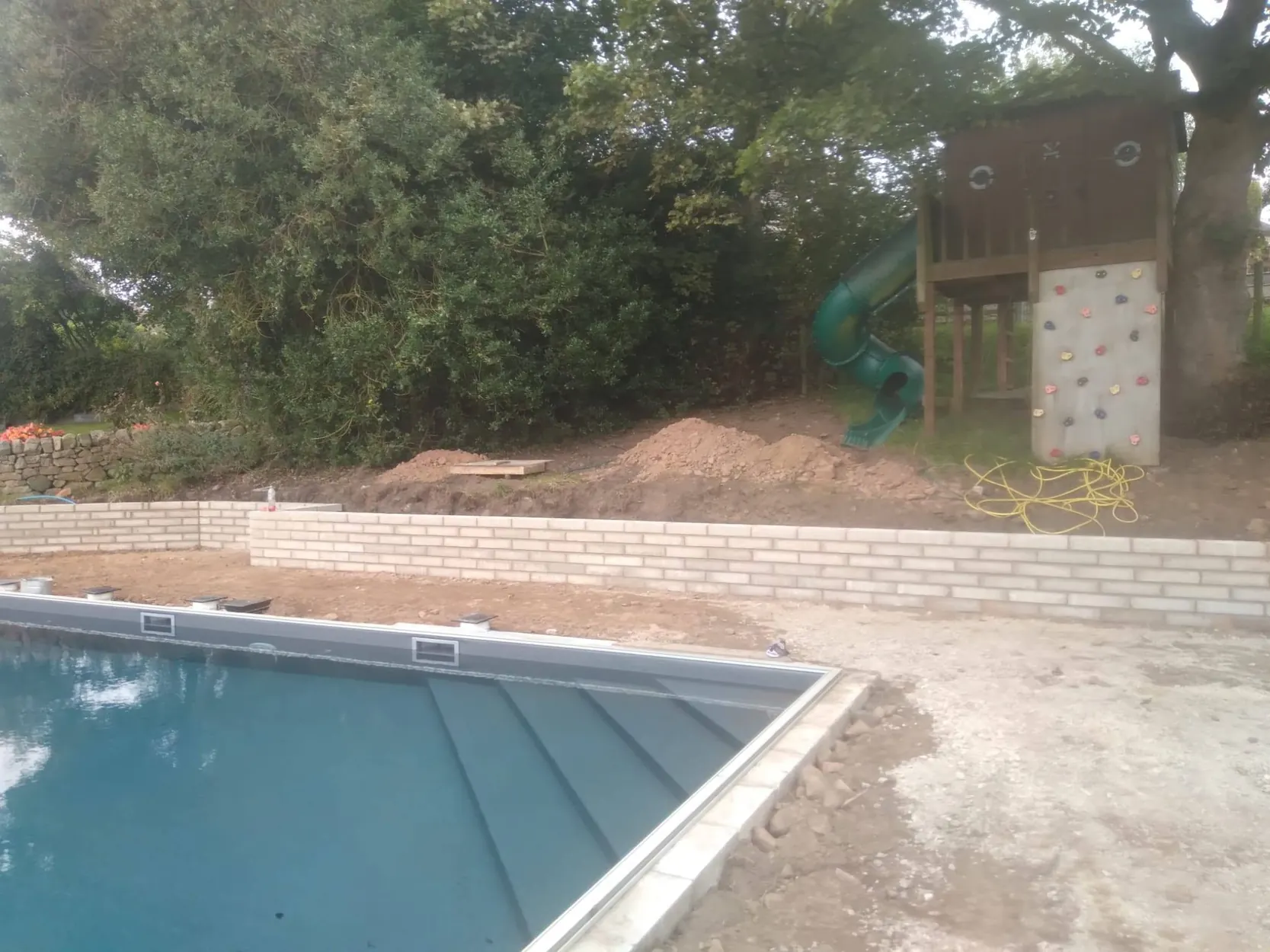 Groundworks and retaining wall