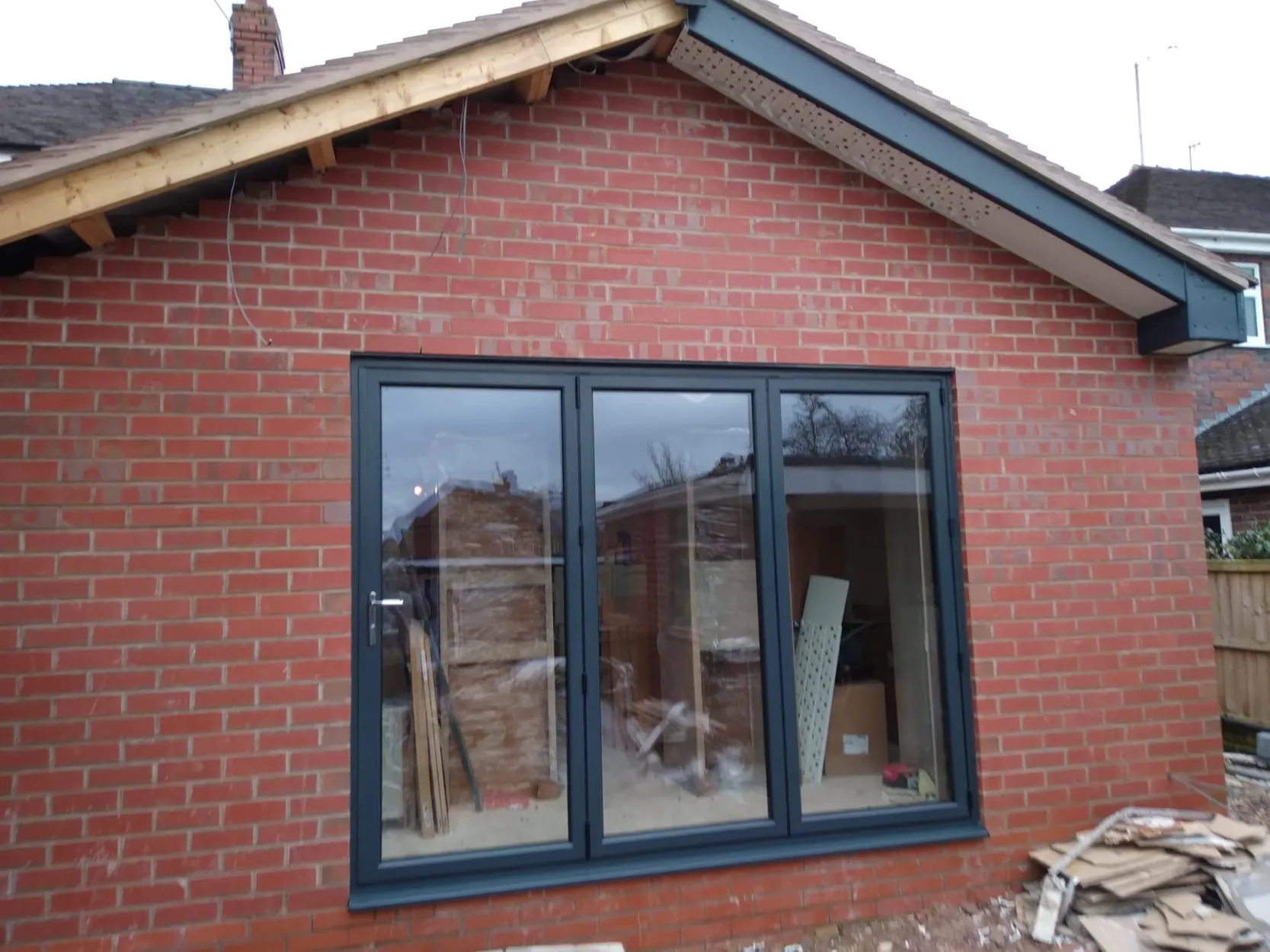 Brick extension with glazed doors