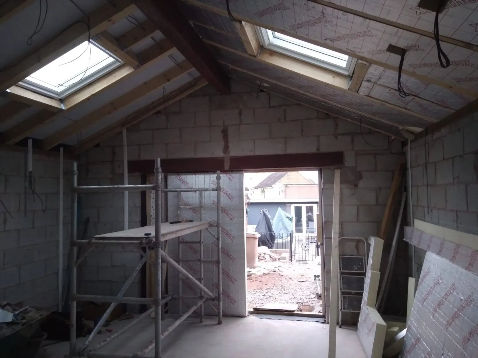 Extension interior under construction