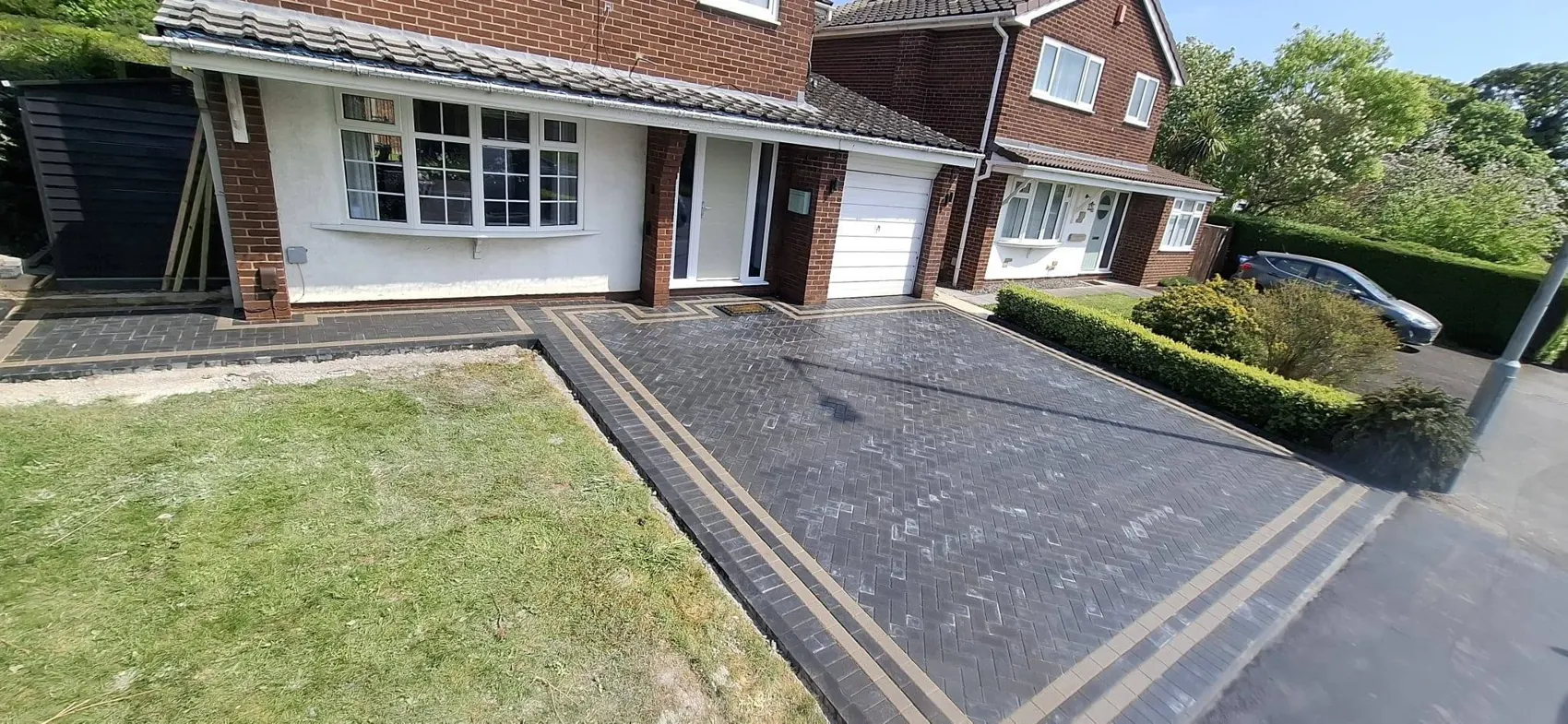 Completed block paved driveway